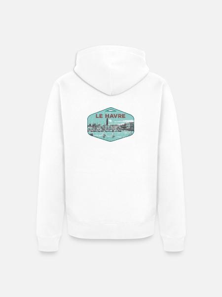 Le Havre Frankreich ist meine Heimatstadt - Unisex Premium Bio Zip Hoodie - Weiß
