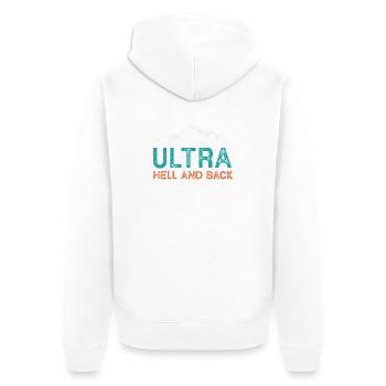 Ultra – Hell and Back - Unisex Premium Organic Zip Hoodie - white - Back - Thijin (182cm)