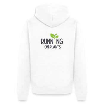 Running On Plants - Unisex Premium Organic Zip Hoodie - white - Back - Thijin (182cm)