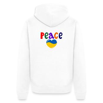 Herzfrieden für die Ukraine farbigen Frieden - Unisex Premium Bio Zip Hoodie - Weiß - Hinten - Thijin (182cm)