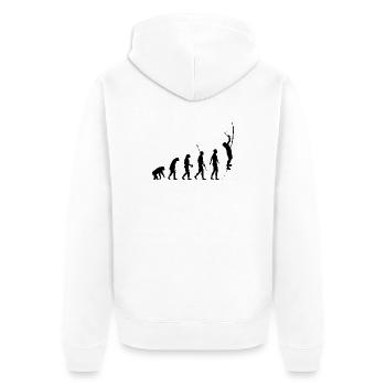 Évolution humaine, escalade sur glace, grimpeurs sur glace - Veste à capuche bio Premium Unisexe - blanc - Dos - Thijin (182cm)