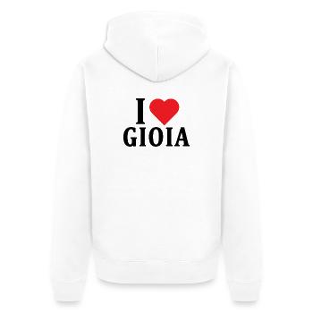 t-shirt I love Joy t-shirt idée cadeau - Veste à capuche bio Premium Unisexe - blanc - Dos - Thijin (182cm)