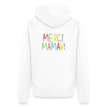 MERCI MAMAN ENFANTS - MÈRE - FAMILLE - Veste à capuche bio Premium Unisexe - blanc - Dos - Thijin (182cm)