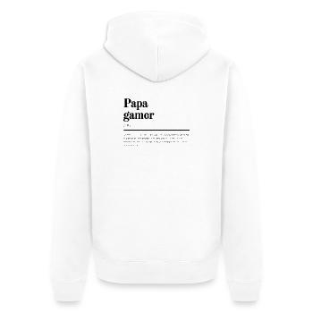 Papa Gamer : Cadeau pour papa - Veste à capuche bio Premium Unisexe - blanc - Dos - Thijin (182cm)