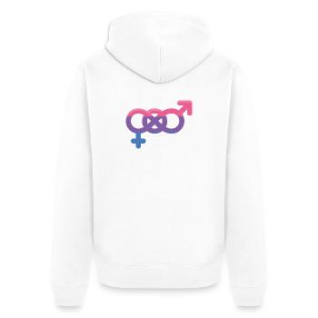 Mois de la fierté LGBTQ - Signe bisexuel - Veste à capuche bio Premium Unisexe - blanc - Dos - Thijin (182cm)