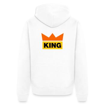 King / 3 Farben - Unisex Premium Bio Zip Hoodie - Weiß - Hinten - Thijin (182cm)