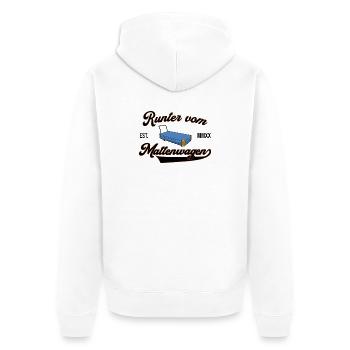 Runter vom Mattenwagen - Unisex Premium Bio Zip Hoodie - Weiß - Hinten - Thijin (182cm)