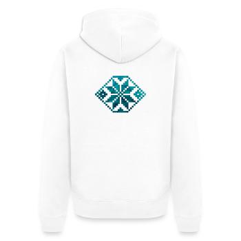 Geometric water - Traditional Romanian folk art - Unisex Premium Organic Zip Hoodie - white - Back - Thijin (182cm)