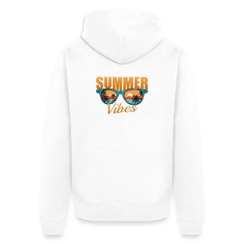 Sommer Schwingungen - Unisex Premium Bio Zip Hoodie - Weiß - Hinten - Thijin (182cm)