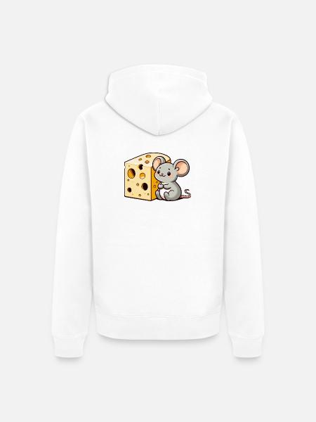 Cheese Lover Mouse: The Tiny Gourmet - Unisex Premium Organic Zip Hoodie - white