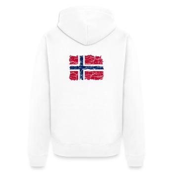 Norwegen Flagge Style Grunge - Unisex Premium Bio Zip Hoodie - Weiß - Hinten - Thijin (182cm)
