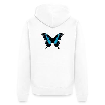 Schmetterling - Unisex Premium Bio Zip Hoodie - Weiß - Hinten - Thijin (182cm)