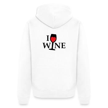 Ich liebe Wein, ich liebe Wein mit einem roten Herzen - Unisex Premium Bio Zip Hoodie - Weiß - Hinten - Thijin (182cm)
