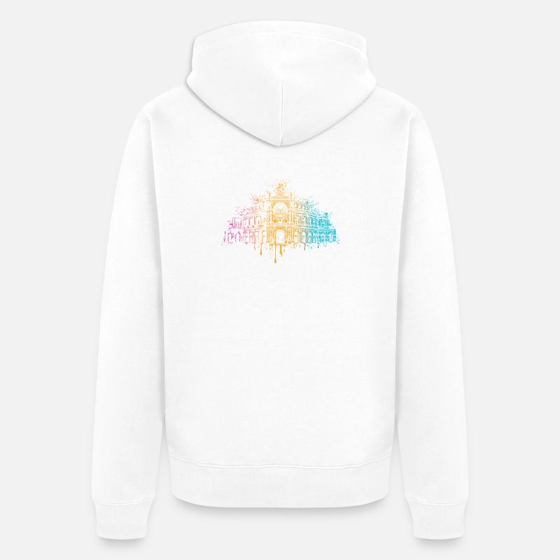 Bunte Semperoper Dresden Kunst - Unisex Premium Bio Zip Hoodie - Weiß