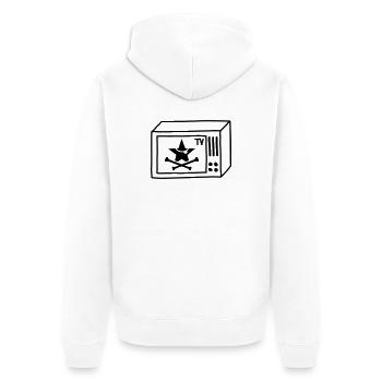 Pirate TV – Free TV & Punk Style - Veste à capuche bio Premium Unisexe - blanc - Dos - Thijin (182cm)