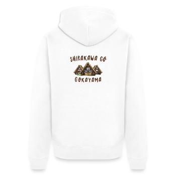 ShirakawaGo Gokayama Houses, Hand Drawing Japan - Unisex Premium Organic Zip Hoodie - white - Back - Thijin (182cm)