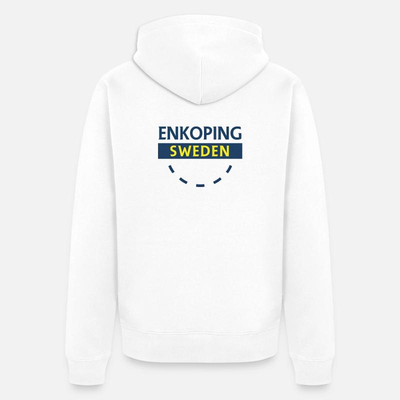 Enköping Suède Panneau de la ville - Veste à capuche bio Premium Unisexe - blanc