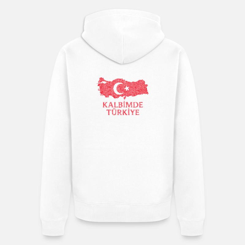 Kalbimde Drapeau de la Turquie - Veste à capuche bio Premium Unisexe - blanc