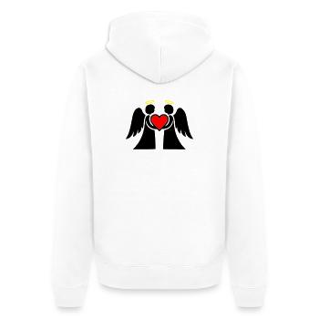 Engel Paar mit Herz Piktogramm - Unisex Premium Bio Zip Hoodie - Weiß - Hinten - Thijin (182cm)