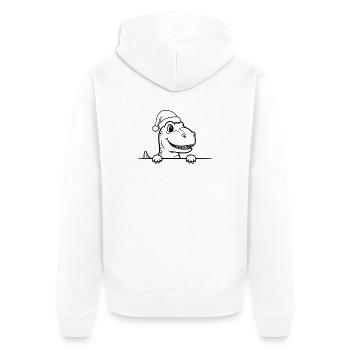 Dessin drôle de lignes de dinosaures de Noël - Veste à capuche bio Premium Unisexe - blanc - Dos - Thijin (182cm)