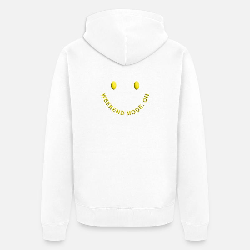 Weekend Mode ON Gute Laune Smile - Unisex Premium Bio Zip Hoodie - Weiß