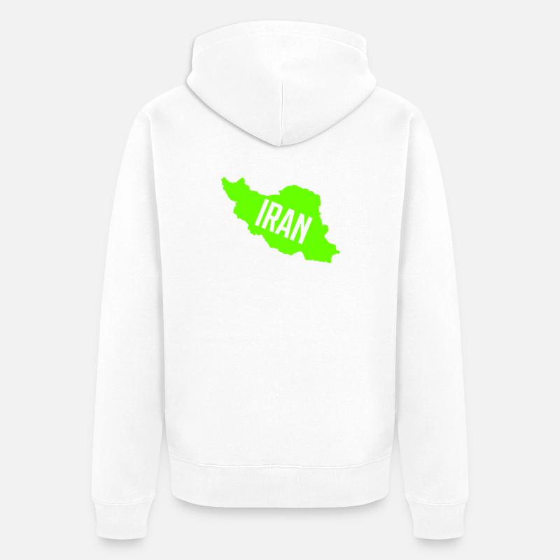 Pays terrestre d’Iran - Veste à capuche bio Premium Unisexe - blanc