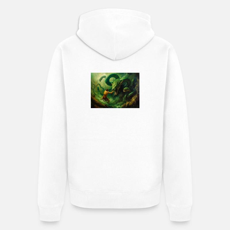 Héraclès combat l’Hydre de Lerne - Veste à capuche bio Premium Unisexe - blanc