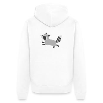 Style minimaliste de raton laveur coureur mignon - Veste à capuche bio Premium Unisexe - blanc - Dos - Thijin (182cm)