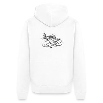 carp - Unisex Premium Organic Zip Hoodie - white - Back - Thijin (182cm)