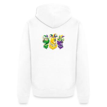 Capybara Maskenfest Trio Mardi Gras - Unisex Premium Bio Zip Hoodie - Weiß - Hinten - Thijin (182cm)
