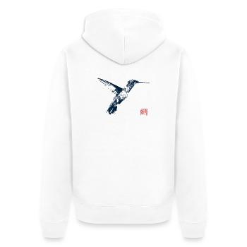 Colibri avec tampon kanji - Veste à capuche bio Premium Unisexe - blanc - Dos - Thijin (182cm)
