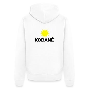 Kobane_Kurdistan_Sonne - Unisex Premium Bio Zip Hoodie - Weiß - Hinten - Thijin (182cm)