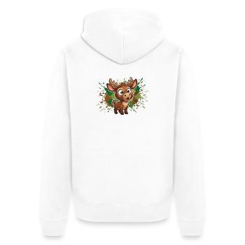 Niedliches Rentier Splatter-Design - Unisex Premium Bio Zip Hoodie - Weiß - Hinten - Thijin (182cm)