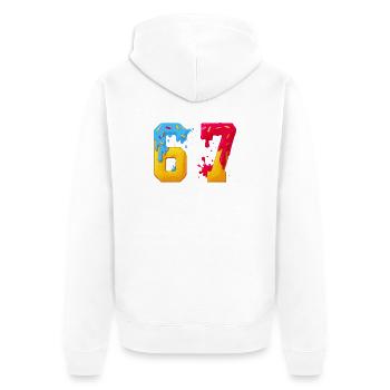 67 - Soixante Sept Numéro Sweet 67 Donut Meme Six 7 - Veste à capuche bio Premium Unisexe - blanc - Dos - Thijin (182cm)