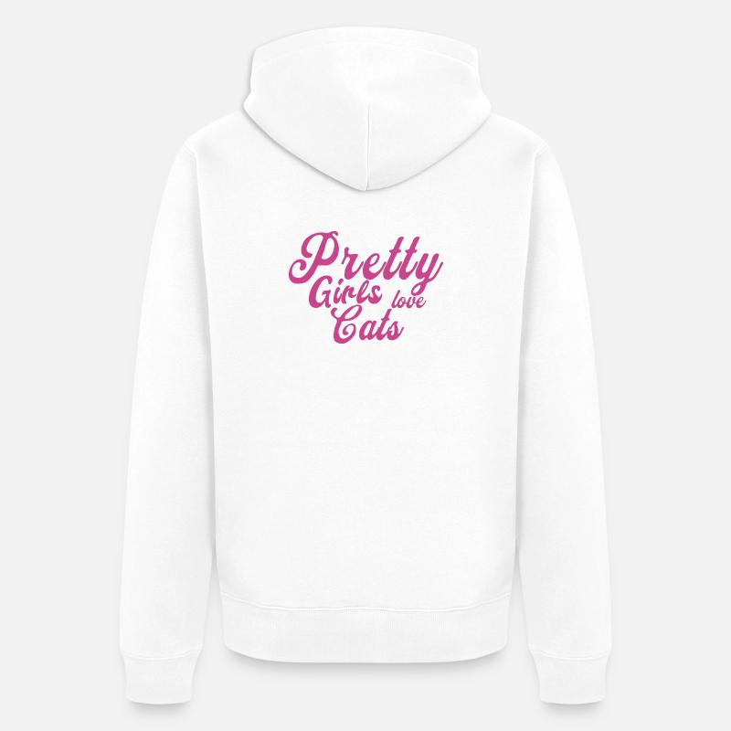 Chat rose : Expression d’amour - Veste à capuche bio Premium Unisexe - blanc