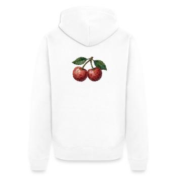 Kirschen Mosaik - Kunstvolles Obst-Design - Unisex Premium Bio Zip Hoodie - Weiß - Hinten - Thijin (182cm)