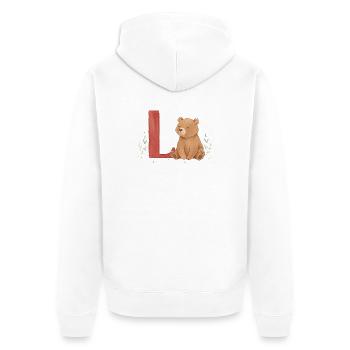 Ours aquarelle avec L rouge - Veste à capuche bio Premium Unisexe - blanc - Dos - Thijin (182cm)