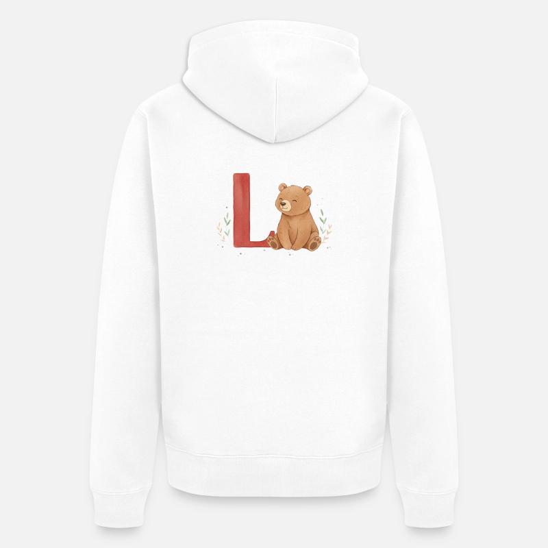 Ours aquarelle avec L rouge - Veste à capuche bio Premium Unisexe - blanc
