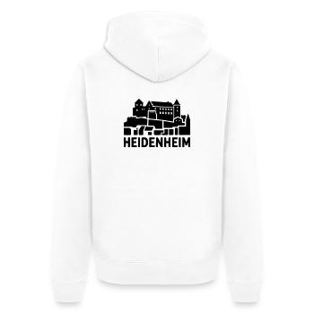 Heidenheim - Unisex Premium Bio Zip Hoodie - Weiß - Hinten - Thijin (182cm)