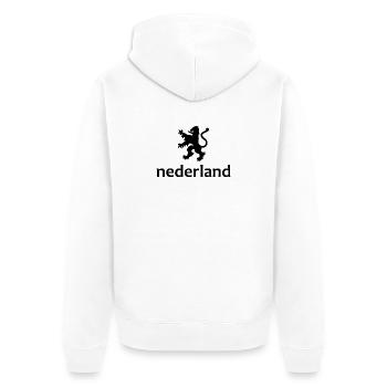 Niederlande - Nederland - Netherlands - Lion Löwe - Unisex Premium Bio Zip Hoodie - Weiß - Hinten - Thijin (182cm)