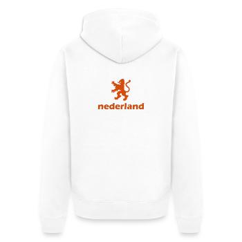 Niederlande - Nederland - Netherlands - Lion Löwe - Unisex Premium Bio Zip Hoodie - Weiß - Hinten - Thijin (182cm)