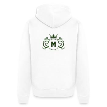 M_wappen - Unisex Premium Bio Zip Hoodie - Weiß - Hinten - Thijin (182cm)