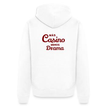 Mas Casino - Menos Drama - Cuban Salsa  - Unisex Premium Bio Zip Hoodie - Weiß - Hinten - Thijin (182cm)