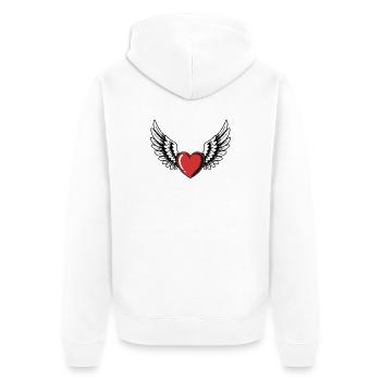 Flügel Herz - Herz Flügel Liebe Engel Erinnerung - Unisex Premium Bio Zip Hoodie - Weiß - Hinten - Thijin (182cm)