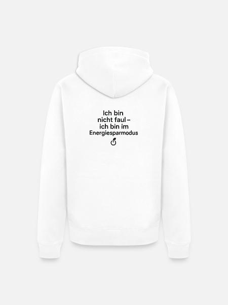 Ich bin im Energiesparmodus - Unisex Premium Bio Zip Hoodie - Weiß