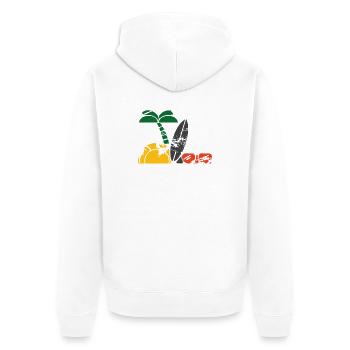 Urlaub am Meer - Unisex Premium Bio Zip Hoodie - Weiß - Hinten - Thijin (182cm)