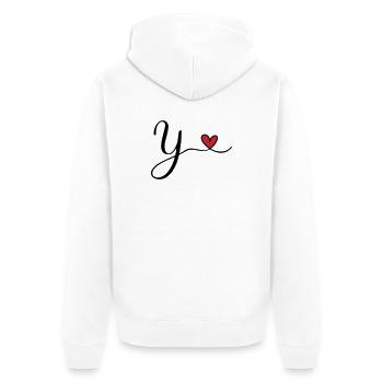 Y Buchstabe Initiale Monogramm Design mit Herz - Unisex Premium Bio Zip Hoodie - Weiß - Hinten - Thijin (182cm)