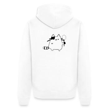 Cute Cat - Unisex Premium Bio Zip Hoodie - Weiß - Hinten - Thijin (182cm)