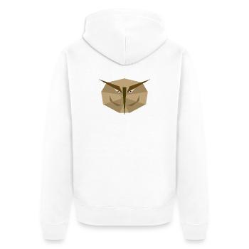  Eulenmaske in Erdtönen - Unisex Premium Bio Zip Hoodie - Weiß - Hinten - Thijin (182cm)