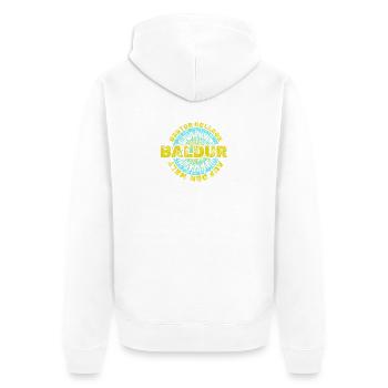 Baldur Bester Kollege Vintage Logo - Unisex Premium Bio Zip Hoodie - Weiß - Hinten - Thijin (182cm)